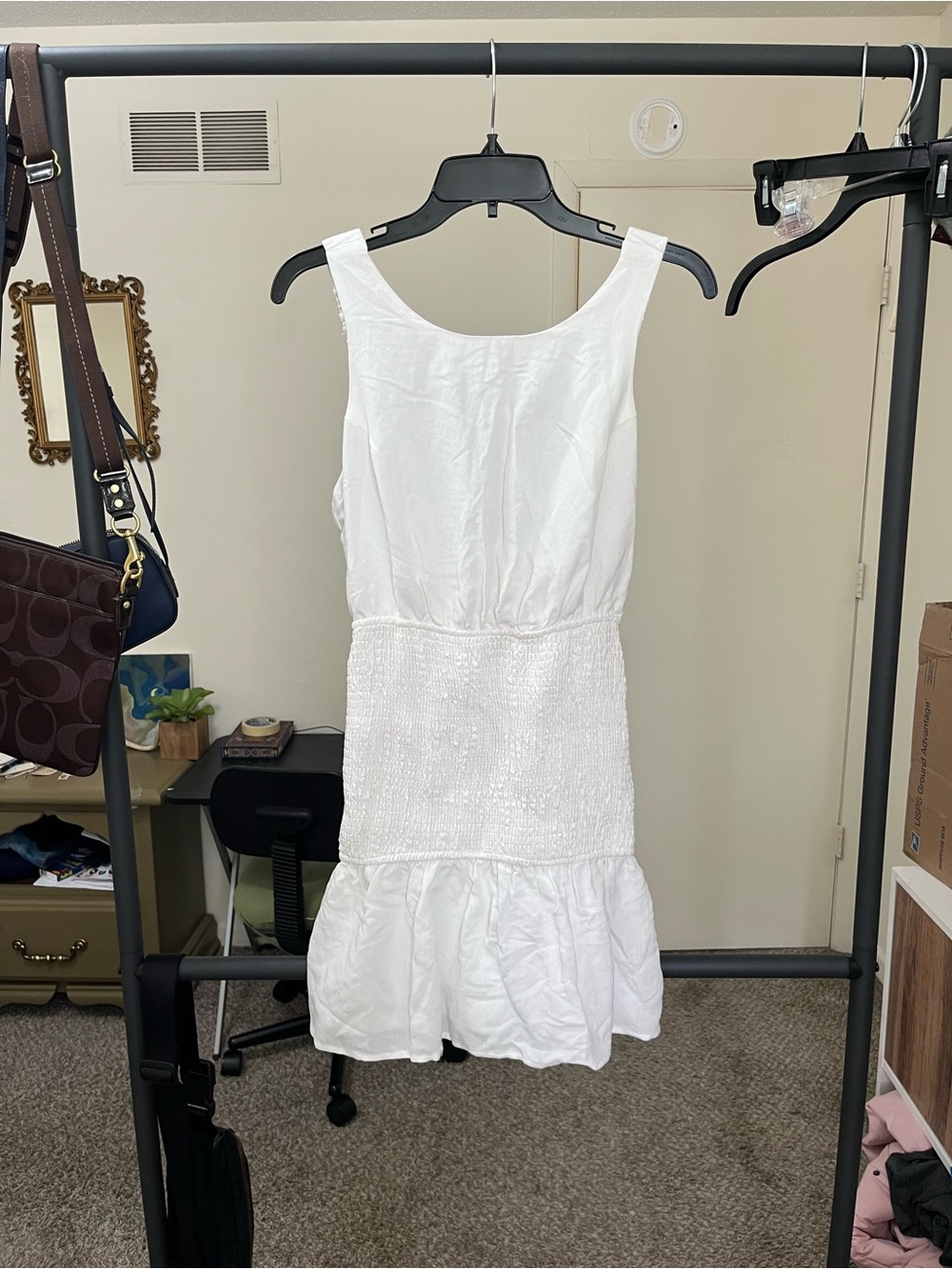 Le Lis White Smocked Waist Mini Dress